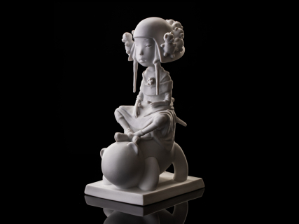 Скульптура Мишка и Лотос, Белый бисквит, в подарочной упаковке, арт. 81.32920.00.1, 