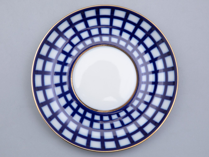 Бокал с блюдцем Ленинградский Кобальтовая клетка 360 мл арт. 81.17615.00.1, 