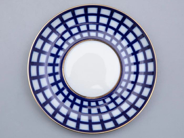 Бокал с блюдцем Ленинградский Кобальтовая клетка 360 мл арт. 81.17615.00.1, 