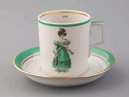 Чашка с блюдцем чайная 220 мл форма Гербовая рисунок Modes de Paris 1830 арт. 81.25415.00.1