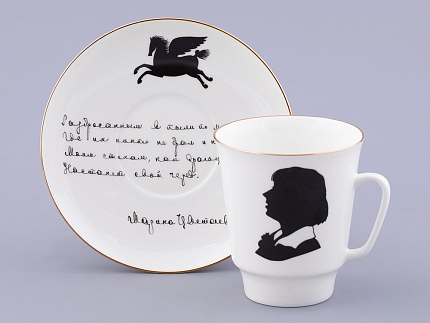 Чашка с блюдцем 165 мл форма Майская, рисунок Русские писатели Цветаева, арт. 81.32766.00.1