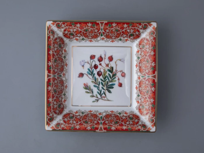 Подставка для мелочей в подарочной упаковке форма Квадратная рисунок Клюква заповедная, арт. 81.34283.00.1, 