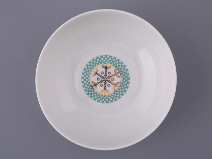 Салатник 160 мм, форма Утро, рисунок Морозный январь зеленая, арт. 80.48359.00.1, 