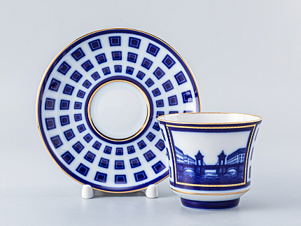 Чашка с блюдцем чайная 220 мл форма Банкетная рисунок Мост Ломоносова арт. 81.16037.00.1