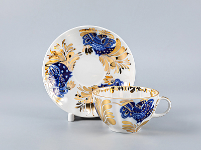 Чашка с блюдцем чайная 250 мл форма Тюльпан рисунок Золотой сад арт. 81.10006.00.1