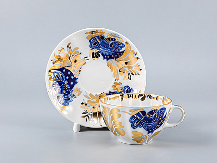 Чашка с блюдцем чайная 250 мл форма Тюльпан рисунок Золотой сад арт. 81.10006.00.1