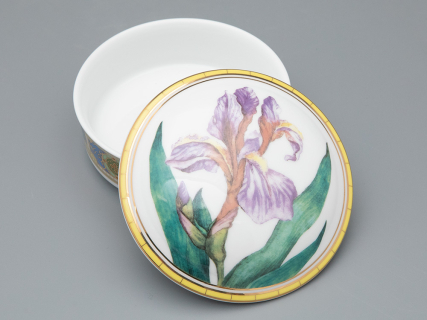 Туалетная коробочка в подарочной упаковке, форма Круглая, рисунок Нежный ирис, арт 81.33189.00.1, 