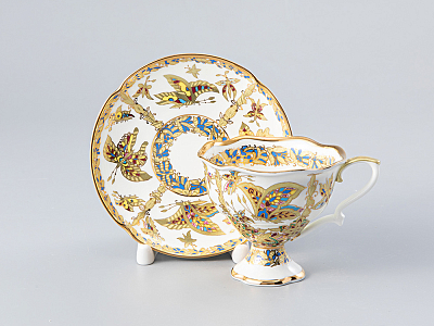 Чашка с блюдцем кофейная 120 мл.,  форма Наташа,  рисунок Фантастические бабочки арт. 81.21178.00.1