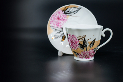 Чашка с блюдцем Желтая Роза, на форме Гвоздика, арт 61.20992.00.1