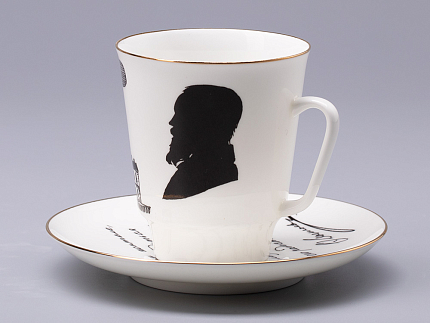 Чашка с блюдцем 165 мл форма Майская рисунок Русские писатели Достоевский, арт. 81.31158.00.1