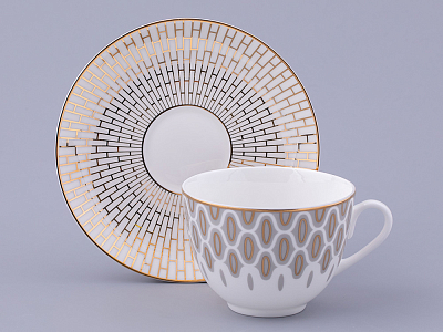 Чашка с блюдцем чайная форма Весенняя 2 рисунок Саламандра Грей, арт. 81.31631.00.1