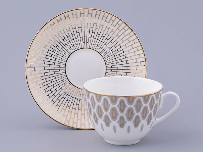 Чашка с блюдцем чайная форма Весенняя 2 рисунок Саламандра Грей, арт. 81.31631.00.1, 