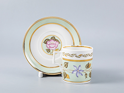 Чашка с блюдцем чайная 220 мл форма Гербовая рисунок Нефритовый фон 1 арт. 81.20825.00.1