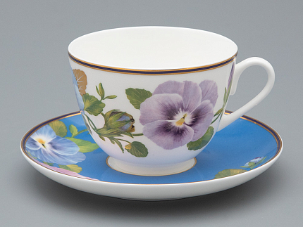 Чашка с блюдцем чайная форма Весенняя 2 рисунок Виола 2, арт. 81.34139.00.1
