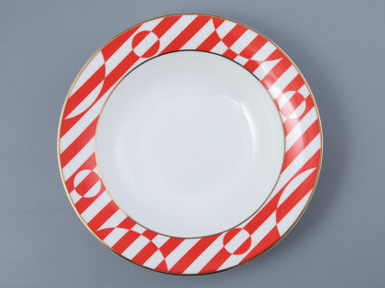 Тарелка глубокая 235 мм, форма Стандартная-2, рисунок Да и нет Красный, арт. 80.44738.00.1, 