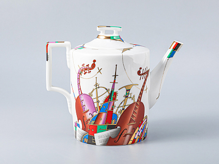 Сервиз чайный форма Гербовая рисунок Музыкальные инструменты, 6 персон 14 предметов, арт. 81.28041.00.1