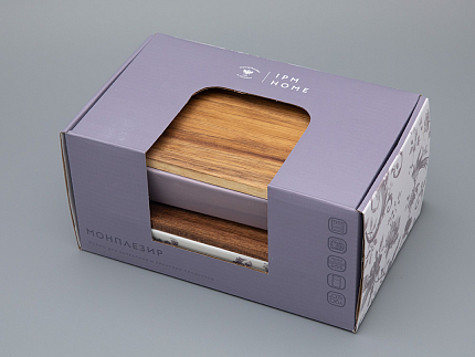 Набор для запекания с деревянной крышкой (2 предмета) форма Стандартная, рисунок Monplaisir Violet,в упаковке арт 42.00058.00.1