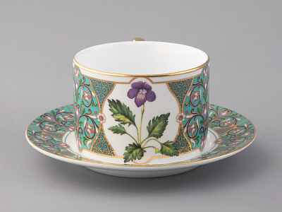 Чашка с блюдцем 250 мл в подарочной упаковке форма Соло, рисунок, Фиалка надрезанная, арт. 81.32656.00.1