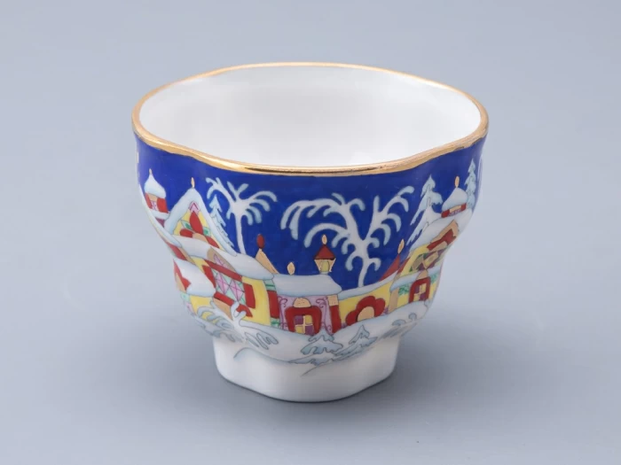 Чашка с блюдцем и с крышкой чайная форма Подарочная-2 рисунок Зимняя сказка 250 мл арт. 81.14563.00.1, 