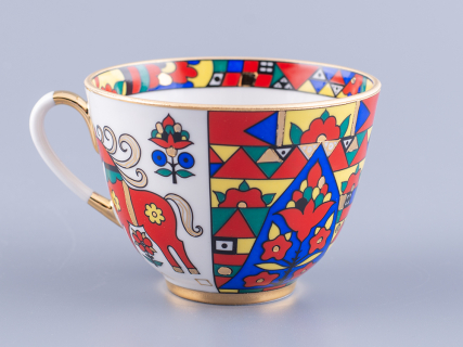 Чашка с блюдцем чайная 250 мл форма Весенняя рисунок Народные узоры арт. 81.18073.00.1, 