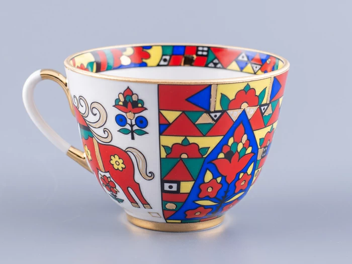 Чашка с блюдцем чайная 250 мл форма Весенняя рисунок Народные узоры арт. 81.18073.00.1, 