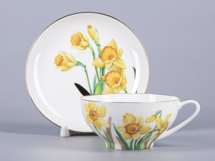 Чашка с блюдцем чайная 300 мл форма Купольная рисунок Narcissus арт. 81.29658.00.1, 