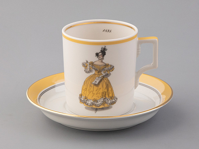 Чашка с блюдцем чайная 220 мл форма Гербовая рисунок Modes de Paris 1835 арт. 81.25416.00.1