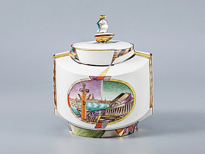 Сервиз чайный форма Ковчег рисунок Ладонь Невы, 4 персоны 12 предметов, арт. 81.15852.00.1