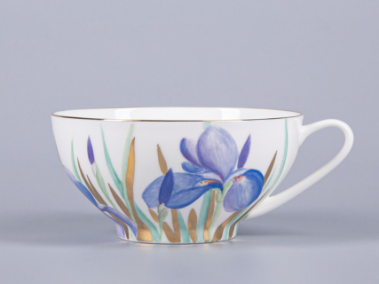 Чашка с блюдцем чайная 300мл, форма Купольная, рисунок Ирисы 2, арт 81.29657.00.1, 