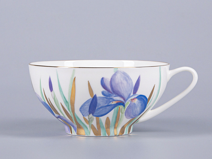 Чашка с блюдцем чайная 300мл, форма Купольная, рисунок Ирисы 2, арт 81.29657.00.1
