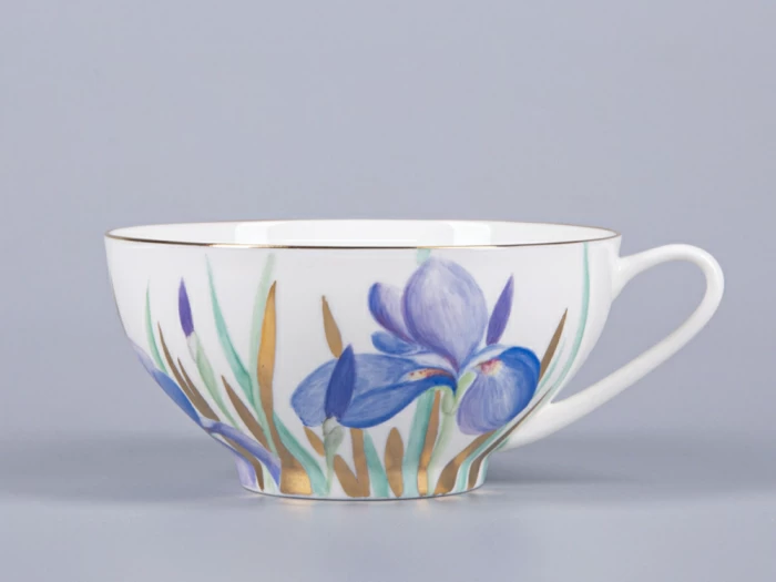 Чашка с блюдцем чайная 300мл, форма Купольная, рисунок Ирисы 2, арт 81.29657.00.1, 