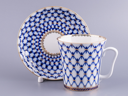 Бокал с блюдцем Ленинградский Кобальтовая сетка 360 мл арт. 81.13955.00.1