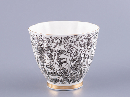 Чашка с блюдцем чайная 200 мл форма Гвоздика рисунок Лето Черное арт. 81.20072.00.1