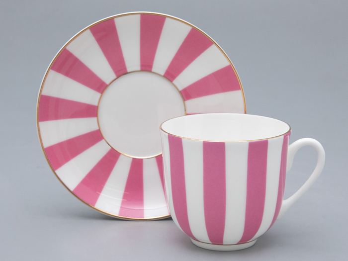 Чашка с блюдцем кофейная 180 мл., форма Ландыш, 2 рисунок Да и нет (розовый с отводкой) арт. 81.25355.00.5, 