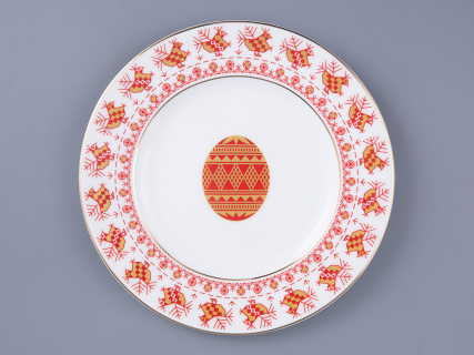 Тарелка плоская 205 мм форма Премиум рисунок Петушки-гребешки, арт 80.49801.00.1, 