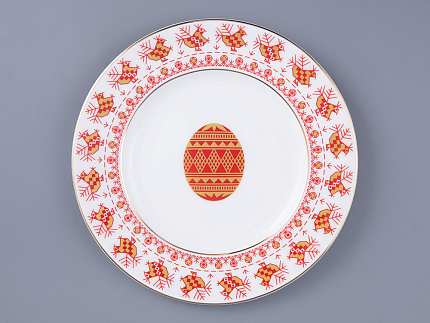 Тарелка плоская 205 мм форма Премиум рисунок Петушки-гребешки, арт 80.49801.00.1