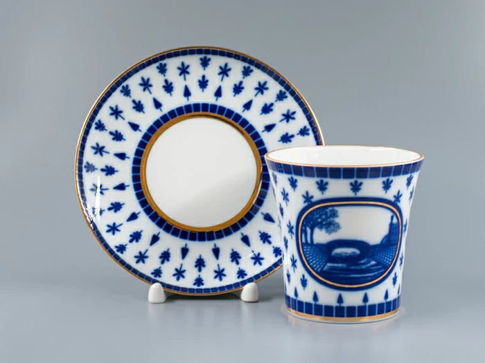 Бокал с блюдцем, форма Ленинградский, рисунок Верхне-Лебяжий мост, арт 81.27423.00.1, 