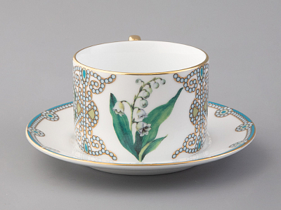 Чашка с блюдцем 250 мл в подарочной упаковке форма Соло, рисунок, Ландыш майский, арт. 81.32654.00.1