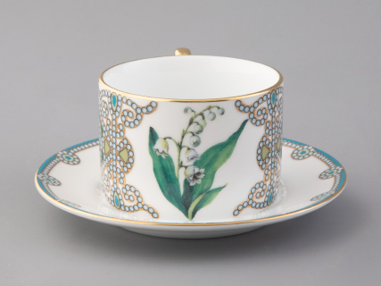 Чашка с блюдцем 250 мл в подарочной упаковке форма Соло, рисунок, Ландыш майский, арт. 81.32654.00.1, 