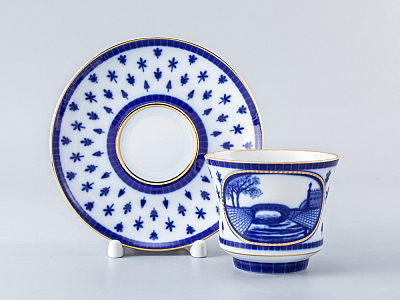 Чашка с блюдцем чайная 220 мл форма Банкетная рисунок Верхне-Лебяжий мост арт. 81.16033.00.1