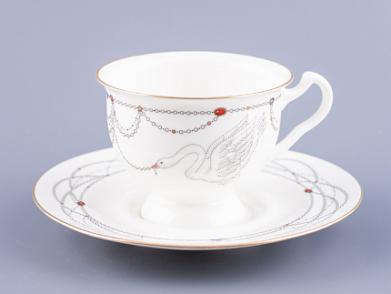 Чашка с блюдцем чайная форма Айседора рисунок Волшебное лебединое озеро - 2 арт. 81.26472.00.1