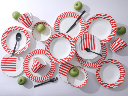 Тарелка глубокая 235 мм, форма Стандартная-2, рисунок Да и нет Красный, арт. 80.44738.00.1, 