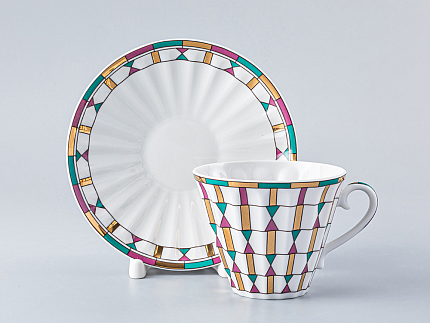 Чашка с блюдцем чайная 235 мл форма Лучистая рисунок Геометрия цвета арт. 81.27932.00.1