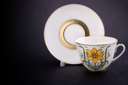 Сервиз чайный форма Весенняя, рисунок Золотой Нарцисс на 6 персон, 20 предметов, арт 61.21040.00.1