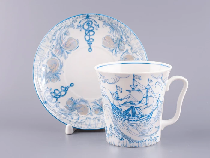 Бокал с блюдцем 360 мл форма Ленинградский рисунок Бригантина арт. 81.11000.00.1, 