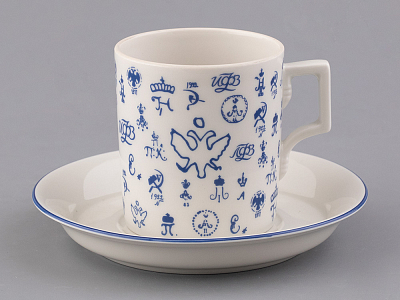 Подарочный набор Чашка с блюдцем чайная, форма Гербовая, рисунок Лого 2, арт 81.32932.00.1