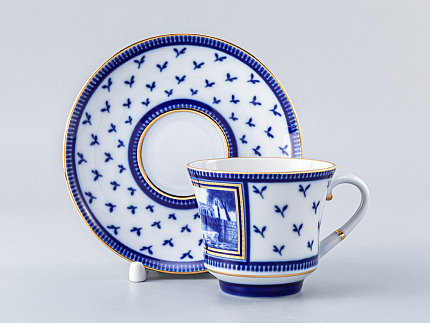 Чашка с блюдцем чайная 220 мл форма Банкетная рисунок Первый Садовый мост арт. 81.16031.00.1