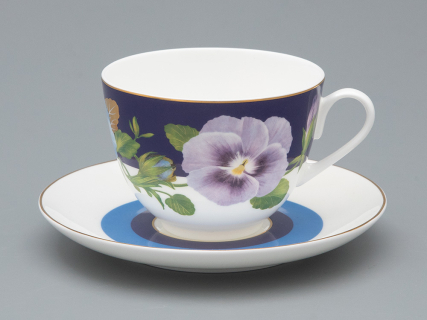 Чашка с блюдцем чайная форма Весенняя 2 рисунок Виола 1, арт. 81.34138.00.1, 