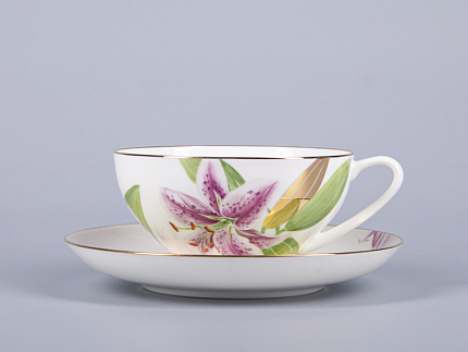 Чашка с блюдцем чайная 300мл, форма Купольная, рисунок Лилии, арт 81.29655.00.1