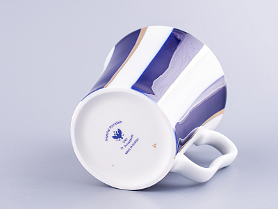 Бокал с блюдцем 360 мл форма Ленинградский рисунок Кобальтовые полосы арт. 81.14856.00.1